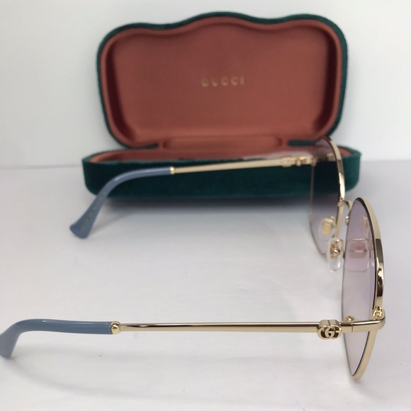 💯 Original GUCCI GG1143S 003This square Gucci sunglass comes in a gold frame - Picture 9 of 11
